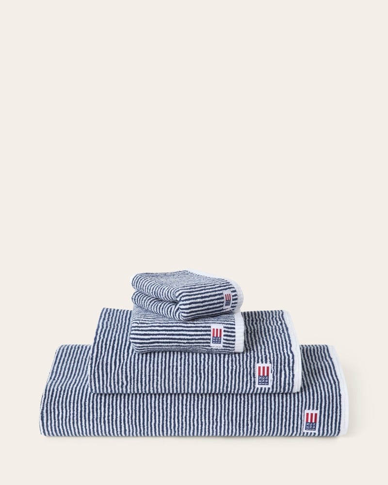 LEXINGTON Original Handtuch gestreift, Weiß/ Marineblau