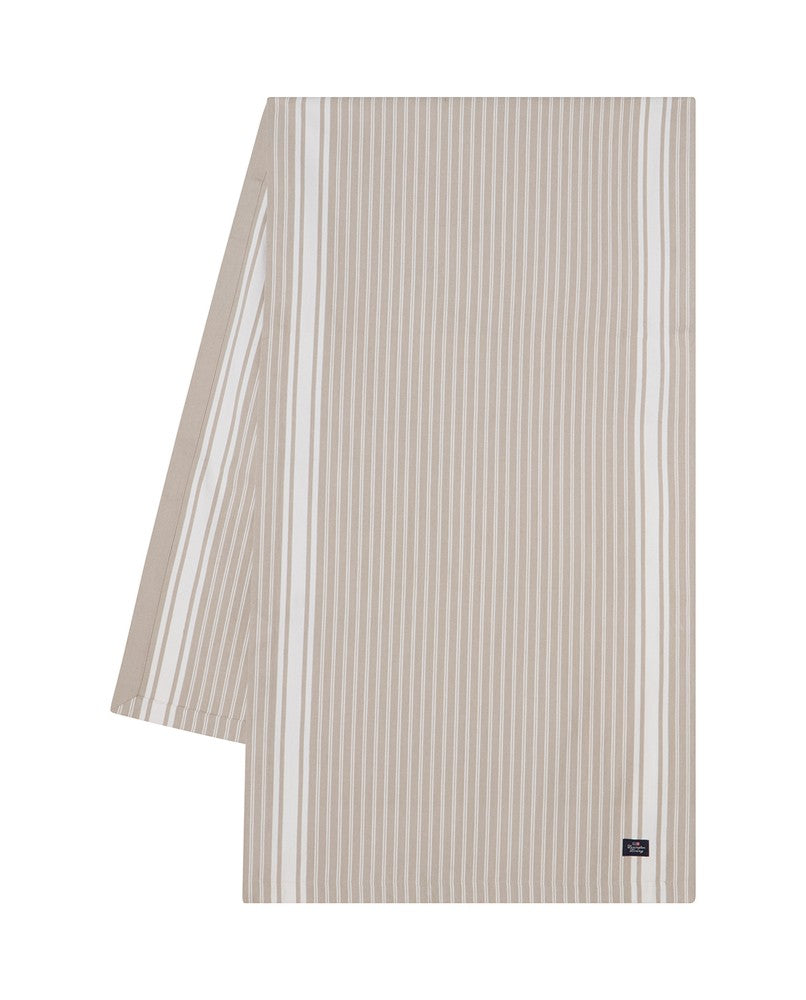 LEXINGTON Gestreifter Oxford-Tischläufer, weiß/beige
