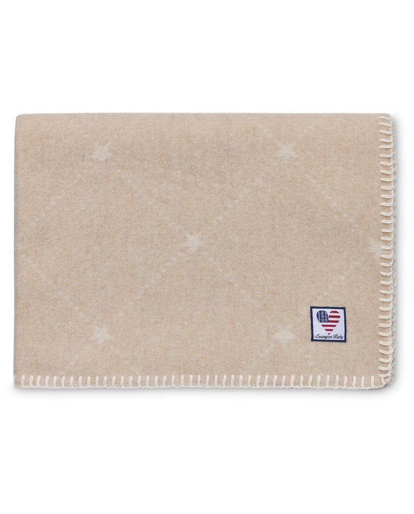 LEXINGTON Baby Signature Star Überwurf aus recycelter Wolle, beige