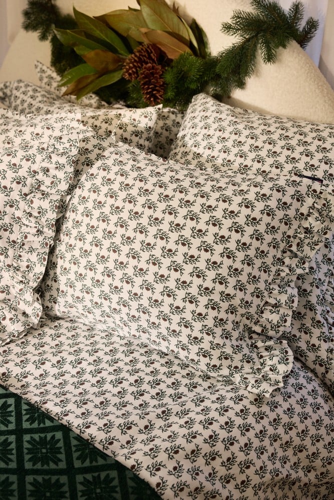 Lexington Flower Printed Cotton Sateen Kopfkissenbezug aus Satin