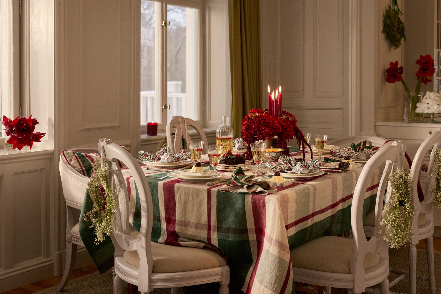 Lexington Checked Linen/Cotton Holiday Tischdecke