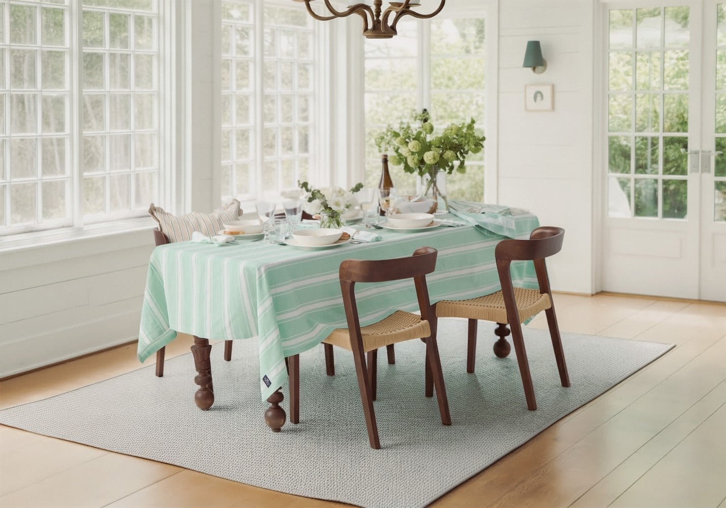Lexington Striped Tischdecke aus Leinen und Baumwolle
