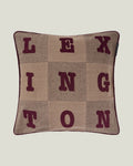 LEXINGTON Kissenbezug aus bio-baumwolle mit tweed-struktur und letter-patch, beige/brown/fig