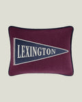 LEXINGTON Kissen aus wollmischung mit flaggenlogo-patch 40x30, feige/dunkelblau/hellbeige