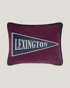 LEXINGTON Kissen aus wollmischung mit flaggenlogo-patch 40x30, feige/dunkelblau/hellbeige
