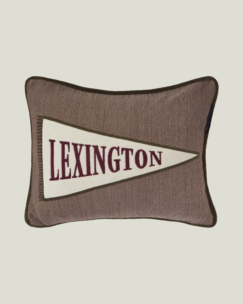 LEXINGTON Flaggenlogo kissen aus bio-baumwolltweed, 40x30 cm, beige/hellbeige/fig