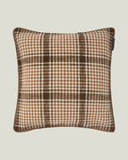 LEXINGTON Karierte Kissenhülle aus recycelter Baumwolle, braun/fudge/hellbeige