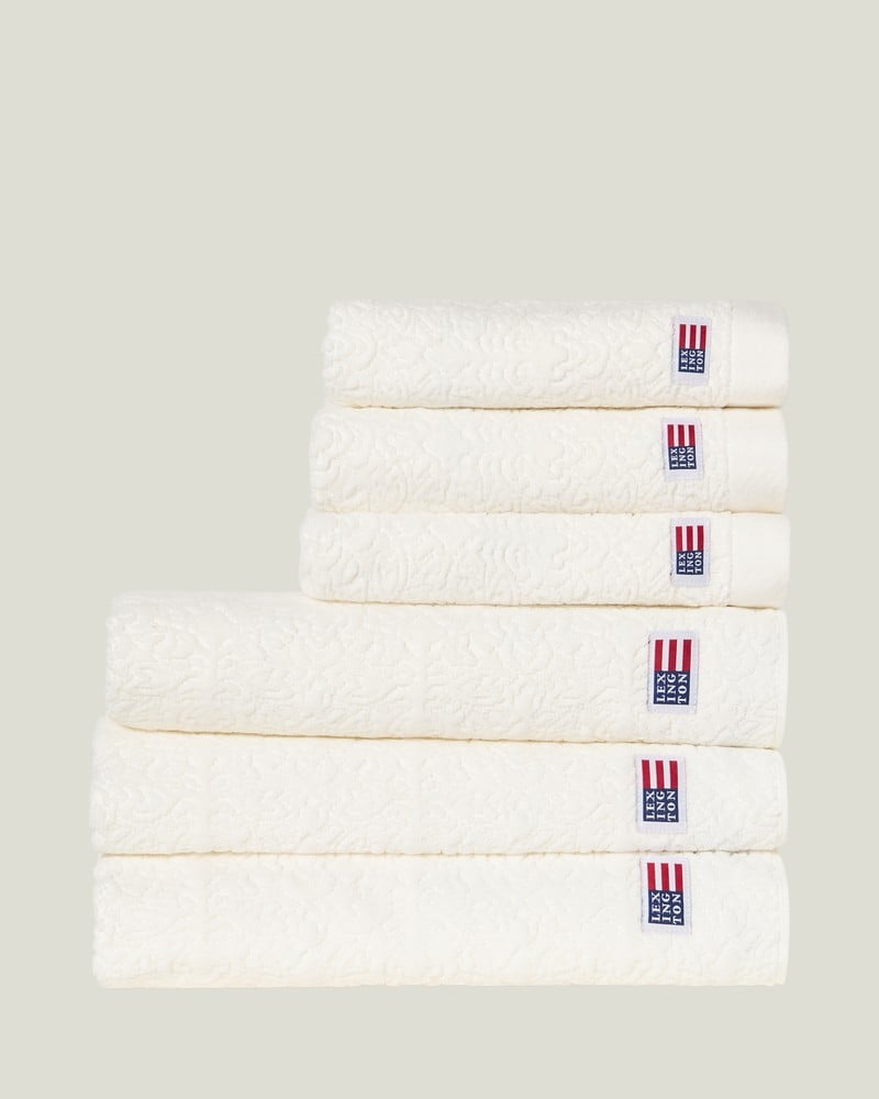 LEXINGTON Velours-jacquard ornament-handtuch, schneeweiß