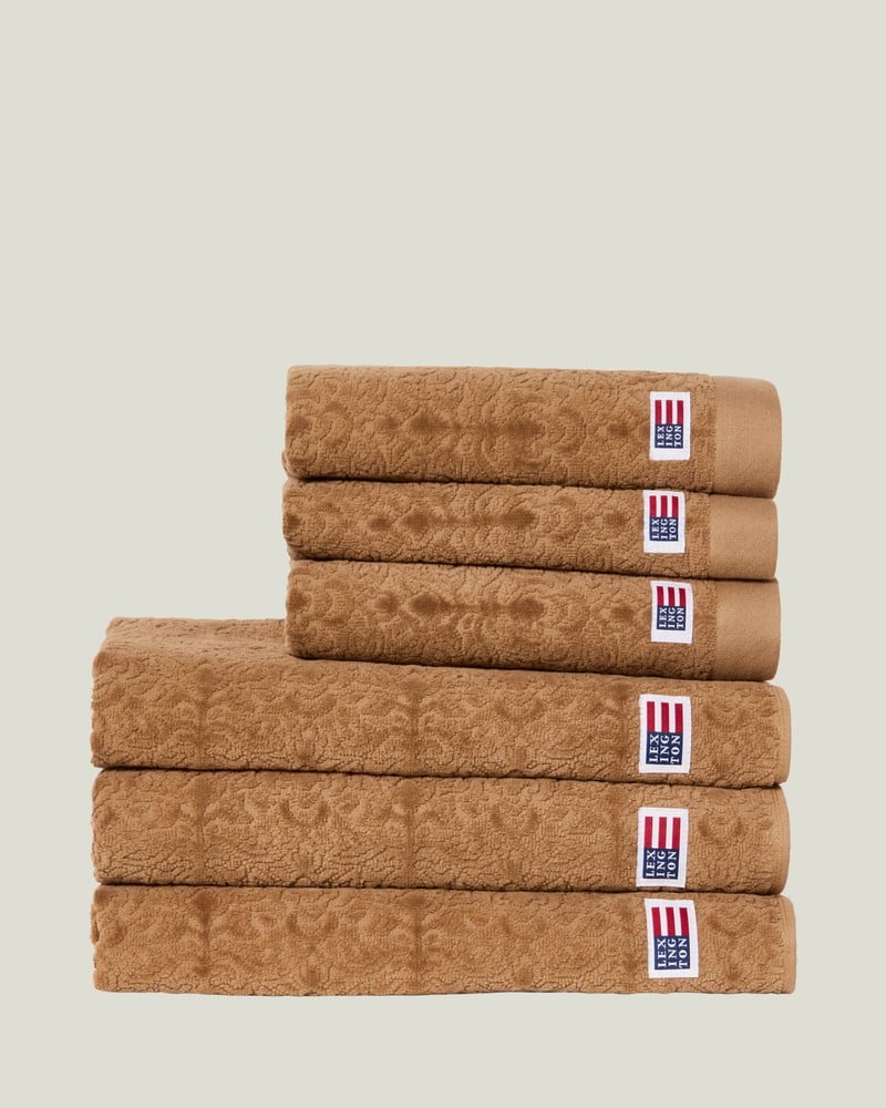 LEXINGTON Velours-jacquard-handtuch mit ornamenten, fudge