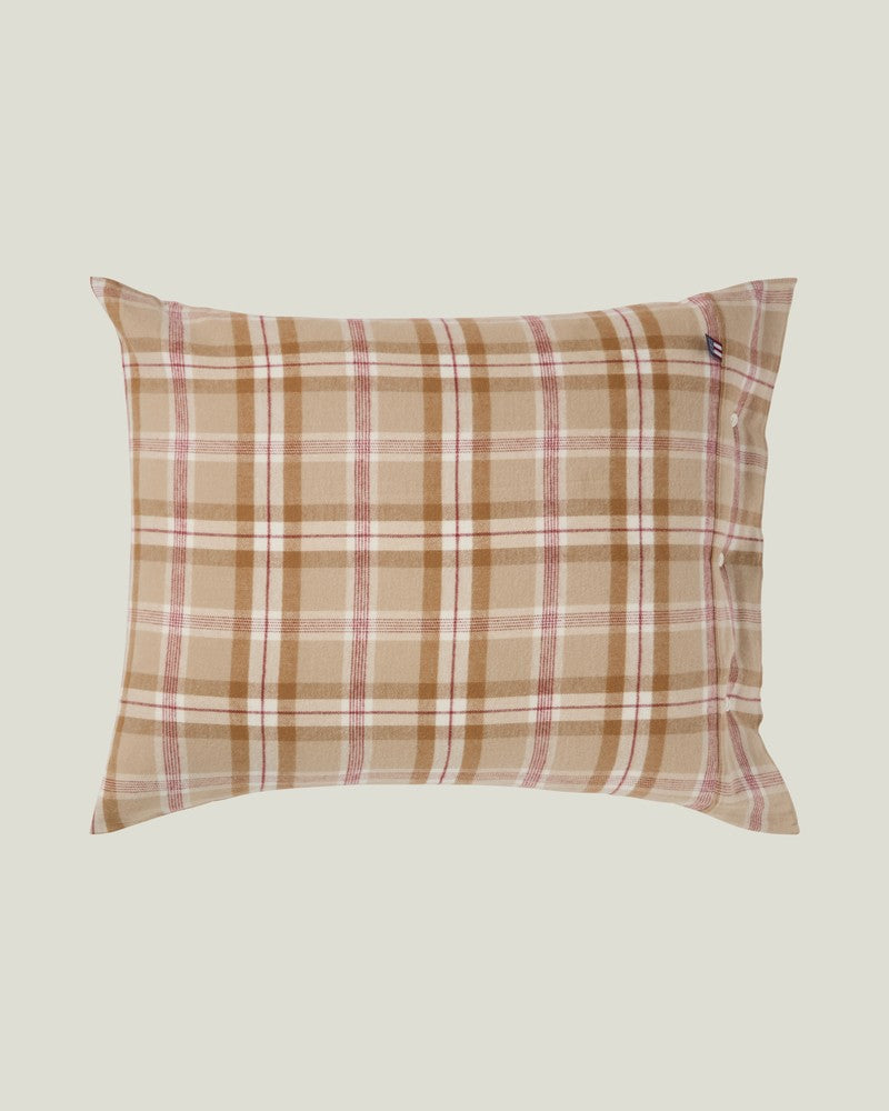 LEXINGTON Kariertes bettwäsche-set aus baumwollflanell, fudge/beige/fig