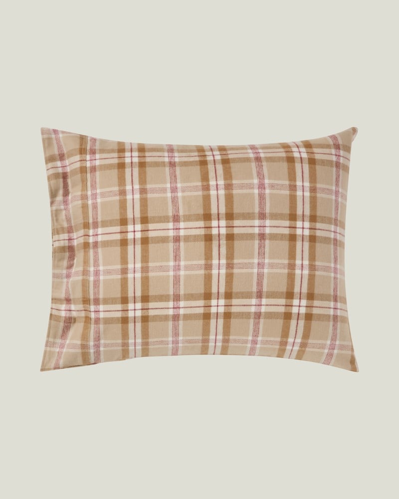 LEXINGTON Kariertes bettwäsche-set aus baumwollflanell, fudge/beige/fig
