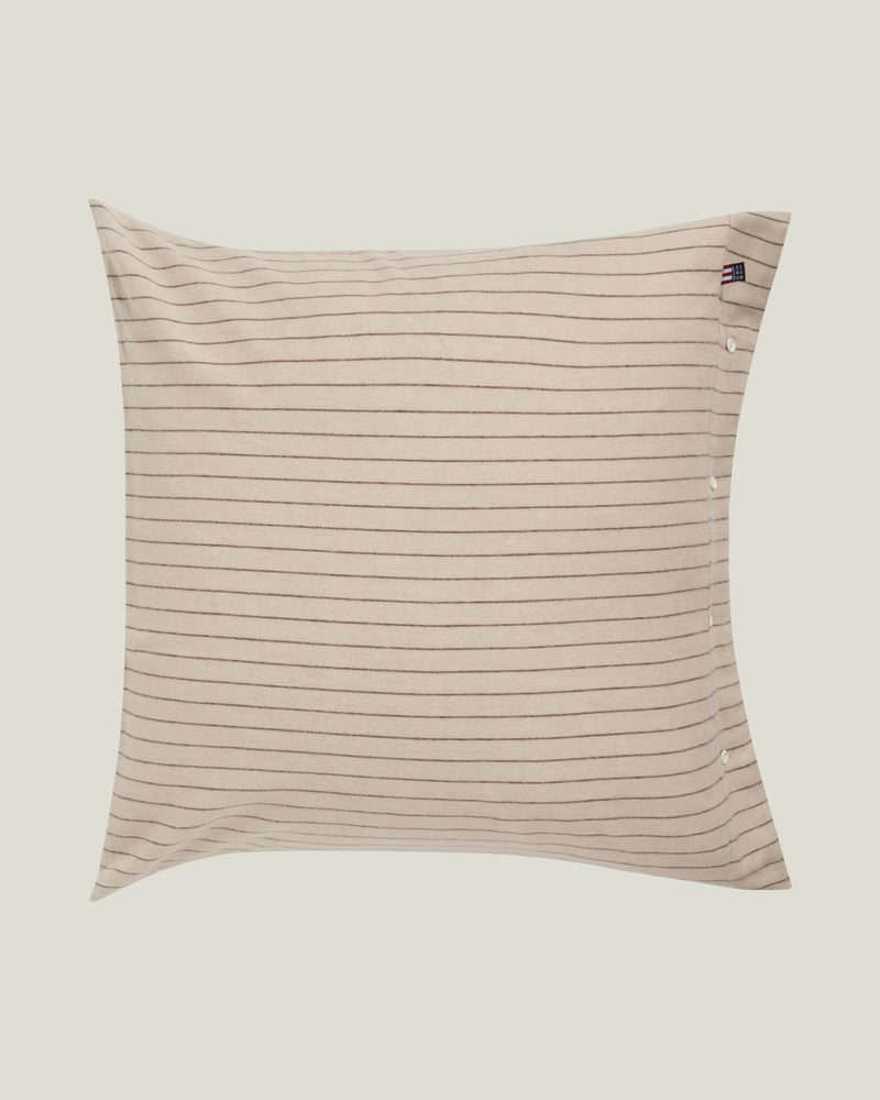 LEXINGTON Kissenbezug aus baumwollflanell mit nadelstreifen, beige/braun