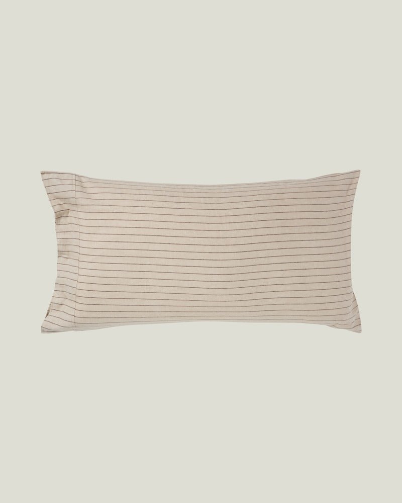 LEXINGTON Kissenbezug aus baumwollflanell mit nadelstreifen, beige/braun