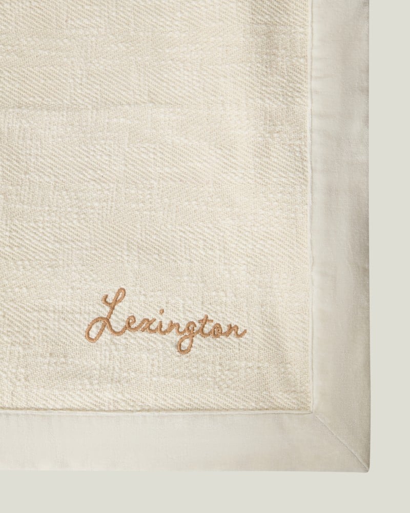 LEXINGTON Tagesdecke aus Bio-Baumwolle mit Fischgrätmuster, feige