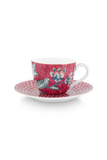 PiP Studio Flower Festival Espresso Tasse & Undertasse Dunkelrosa