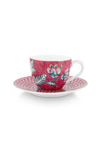 PiP Studio Flower Festival Espresso Tasse & Undertasse Dunkelrosa