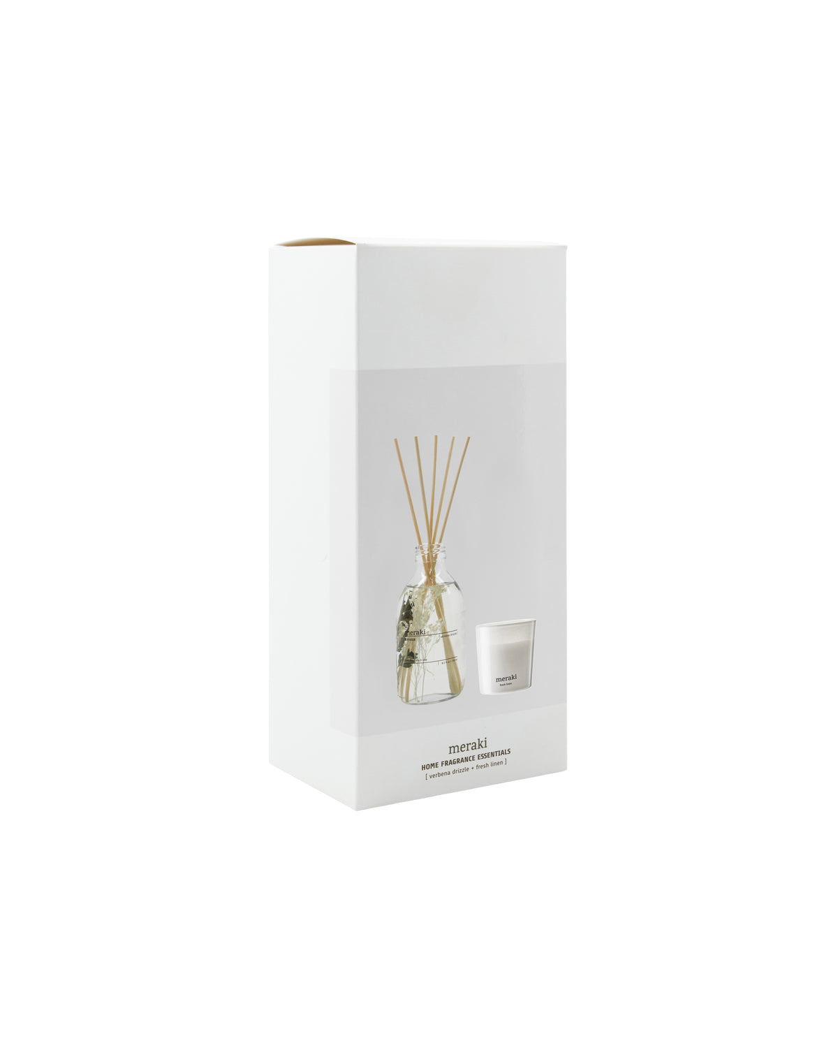 Meraki Verbena Drizzle Raumduft-Diffusor + Fresh Linen Duftkerze Geschenkbox