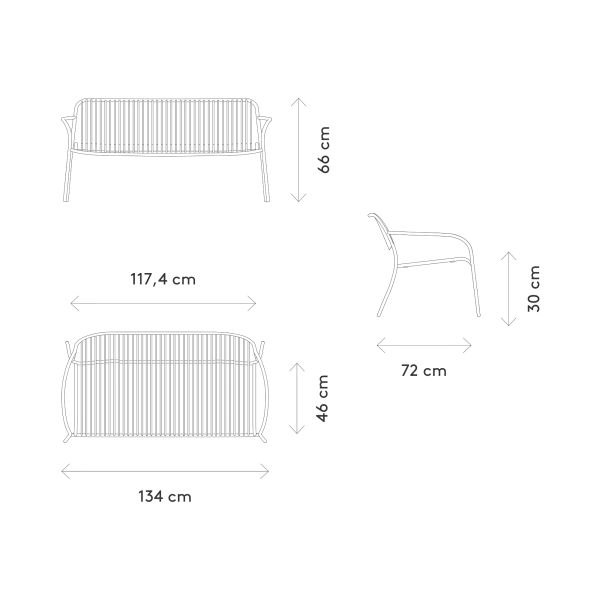 blomus YUA WIRE Loungesofa – Outdoor-Stahl, wetterfest