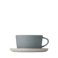 blomus SABLO Kaffeetassen mit Untertasse aus Keramik – Leinen
