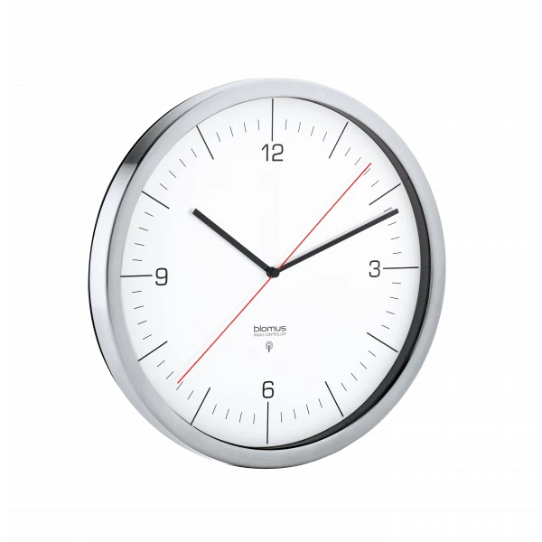 blomus CRONO Funk-Wanduhr aus Edelstahl matt und Kunststoff