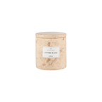 blomus FRABLI Duftkerze Cotton Island aus Travertin – Baumwolle