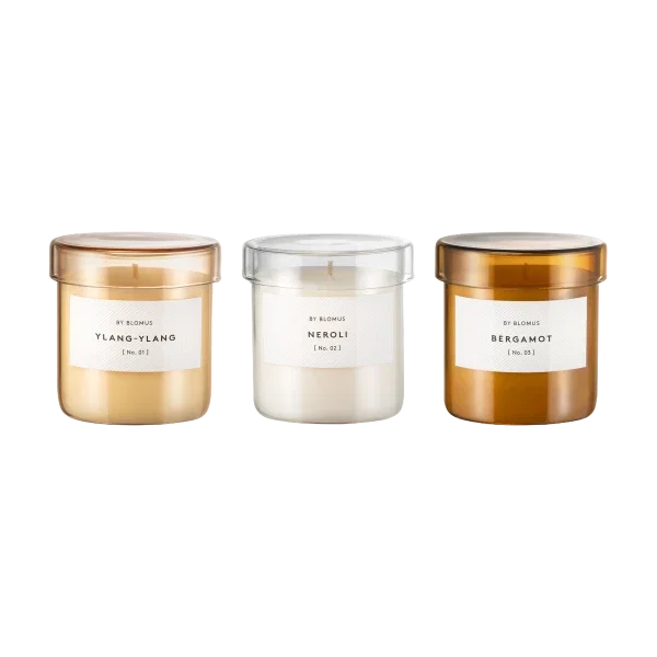 blomus VALOA Duftkerzen 3er-Set – Ylang-Ylang, Neroli, Bergamot