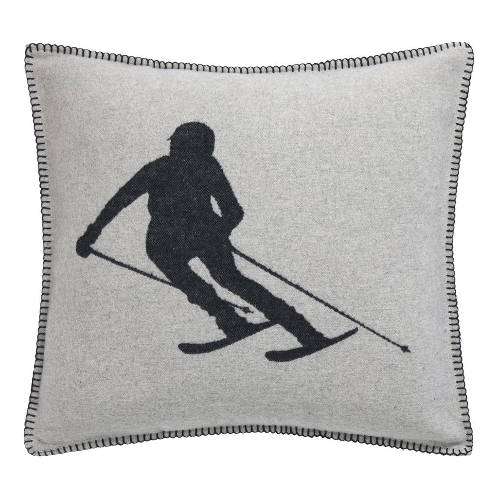 David Fussenegger SYLT Kissenhülle Skifahrer 50×50 cm – Wolle
