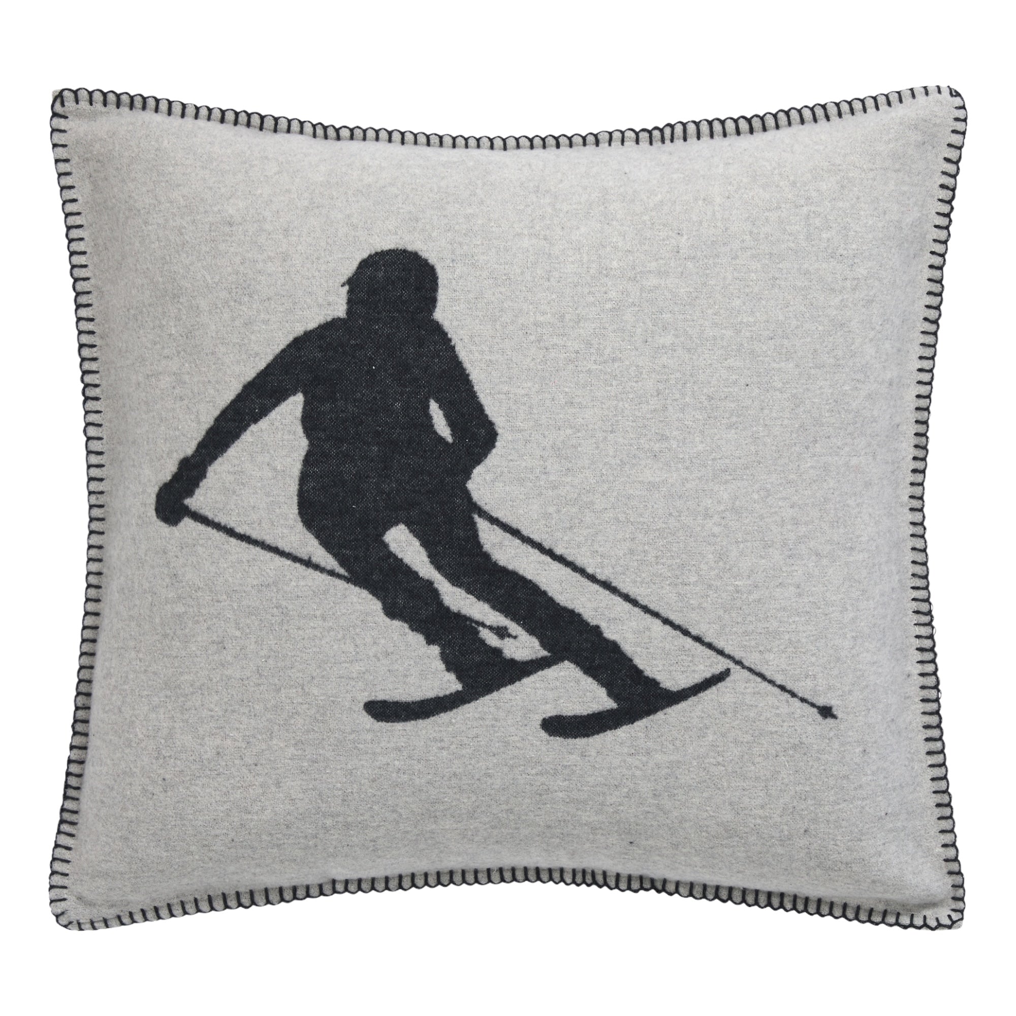 David Fussenegger SYLT Kissenhülle Skifahrer 50×50 cm – Wolle