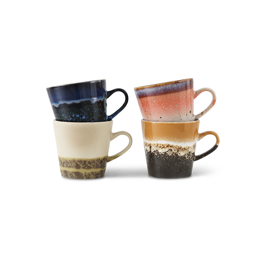 HKliving 70s Ceramic Americano Tassen - 4er-Set