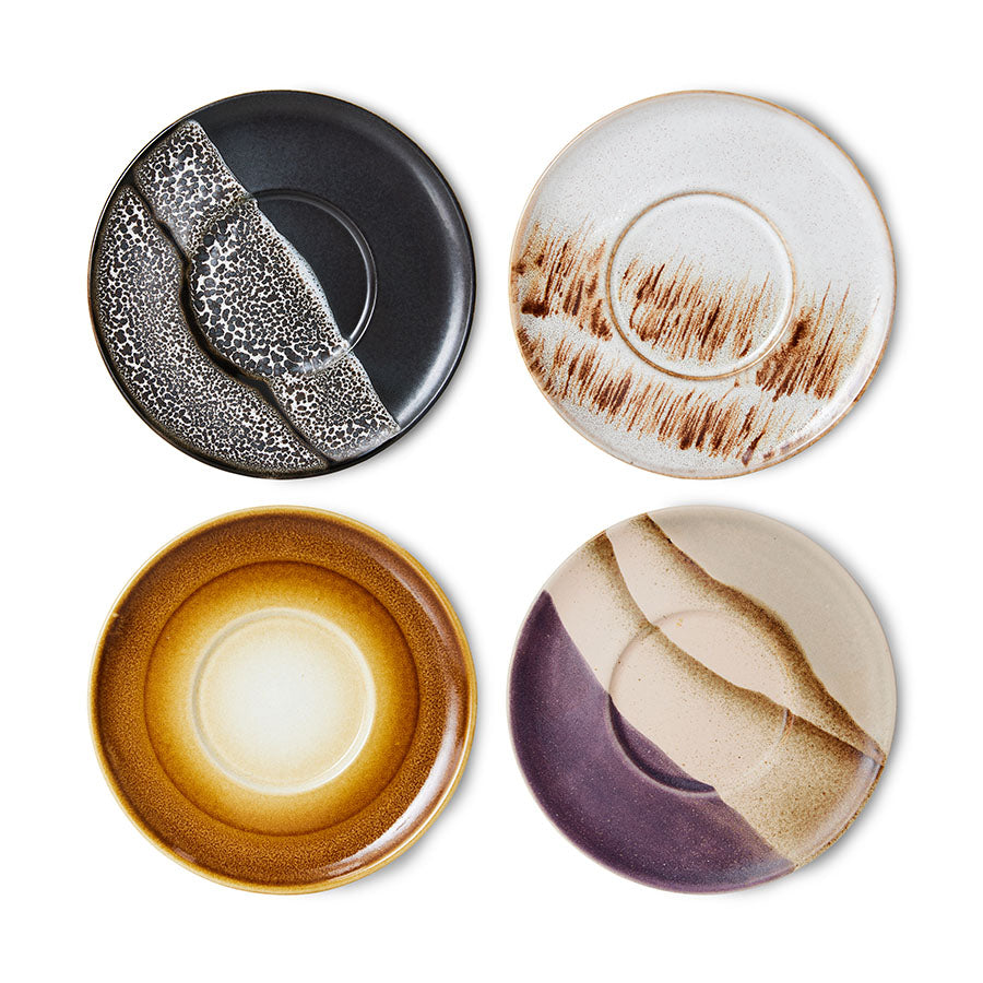 HKliving 70's Ceramics Big Sur Untertasse 4er-Set – Keramik