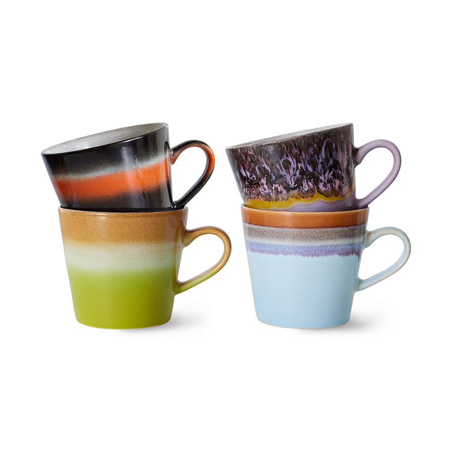 HKliving 70's Ceramics Cappuccino Tasse 4er-Set – Steingut