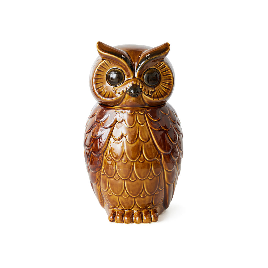 HKliving Ceramic Owl Aufbewahrungsglas – Steinzeug Eulenform