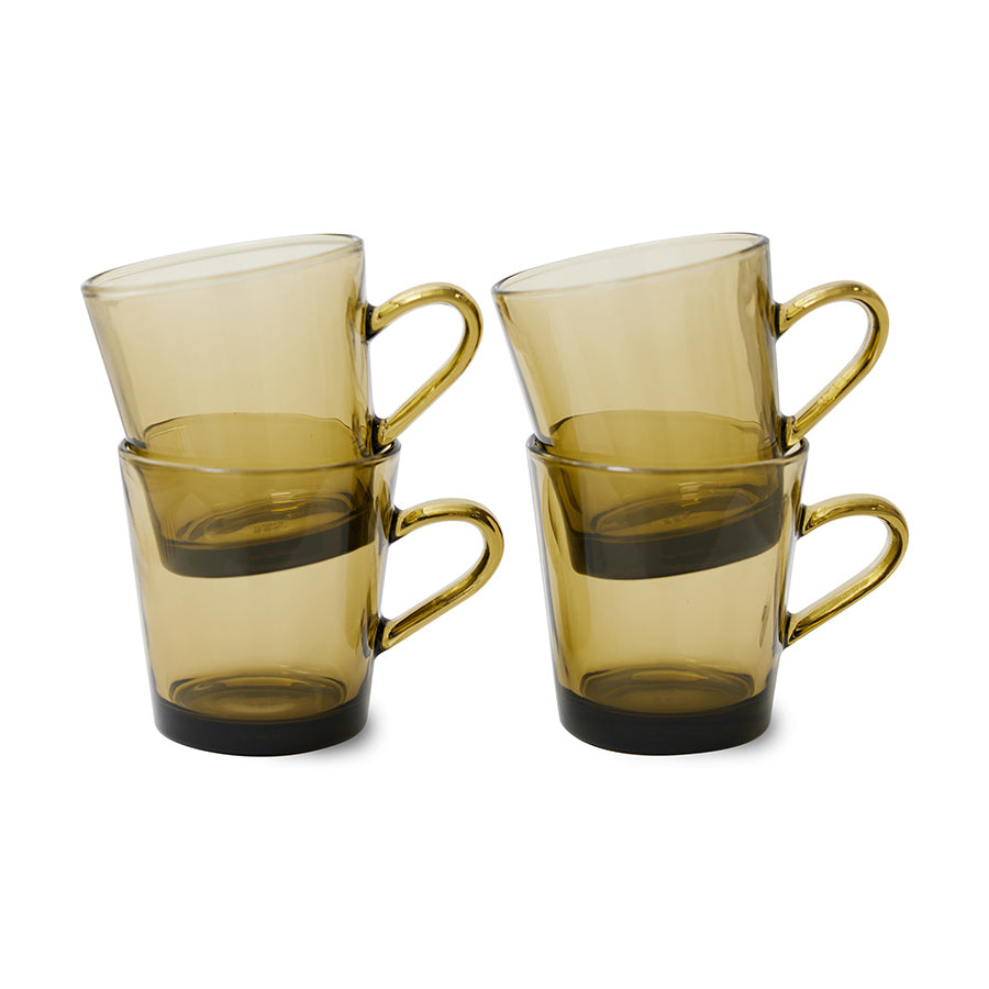 HKliving 70's Glassware Kaffeetasse 4er-Set – farbiges Glas