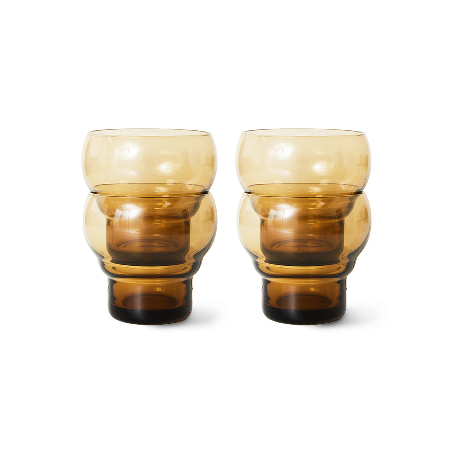 HKliving 70s Glassware Bulb Trinkgläser 4er-Set – Amber