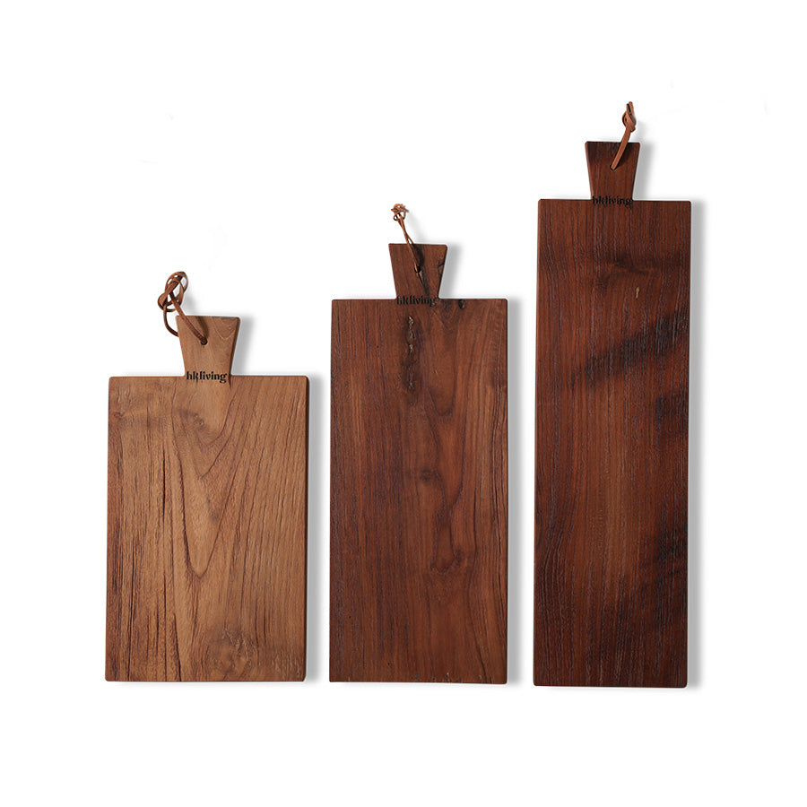 HKliving Bread Board Teak 3er-Set – Servierbrett Recycling-Teak