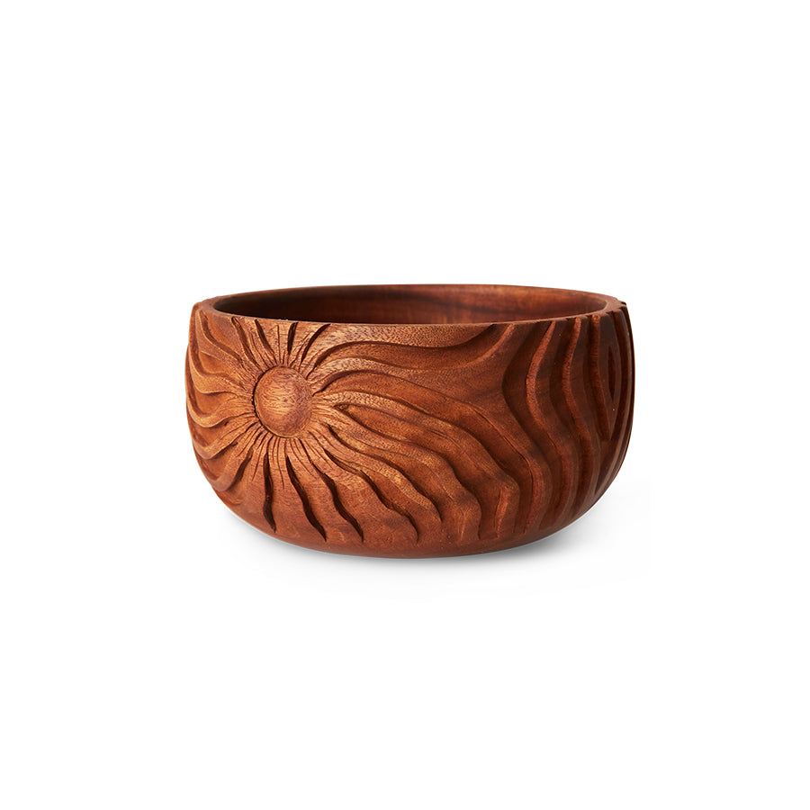HKliving Hand Carved Schale M – Mahagoni-Holz handgeschnitzt