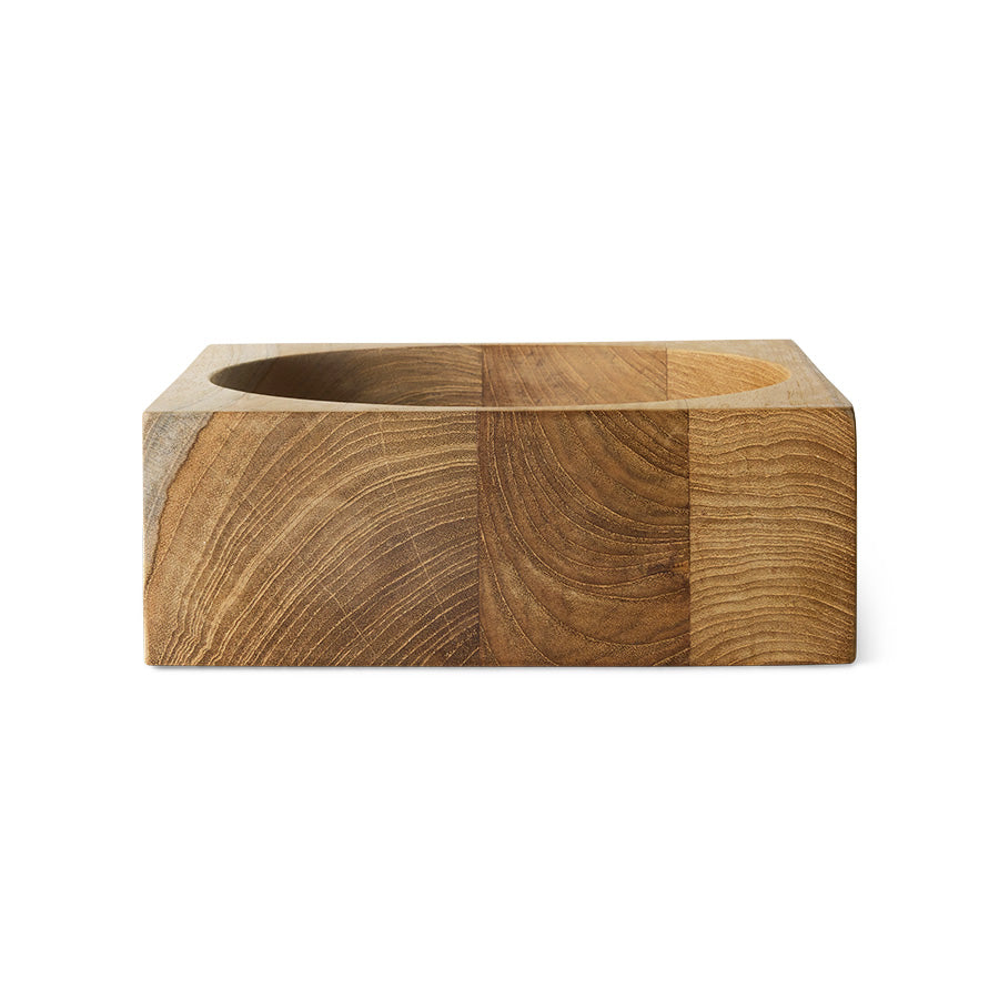 HKliving Teak Cube Schale – Massivholz, 22x22x8 cm