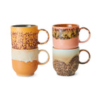 HKliving 70s Ceramics Brazil Kaffeetassen 4er-Set – Steinzeug