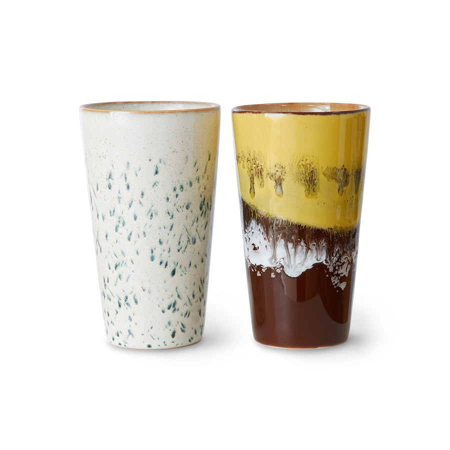 HKliving 70s Ceramics Latte Becher 2er-Set – Steinzeug, Brine