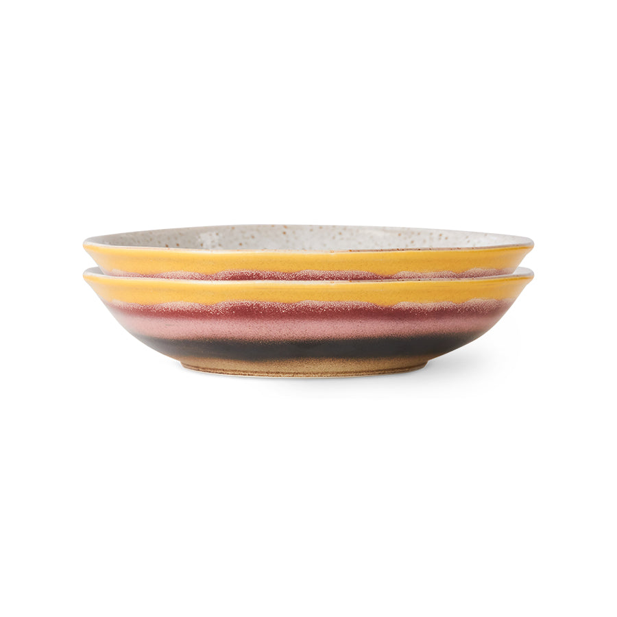HKliving 70s Ceramics Curry Schüssel 2er-Set – Steinzeug Hibiscus