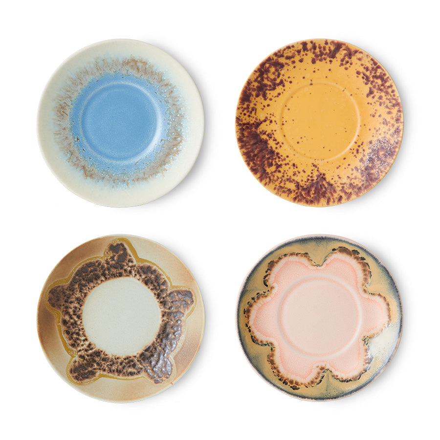 HKliving 70s Ceramic Roasts Untertassen 4er-Set – Steinzeug
