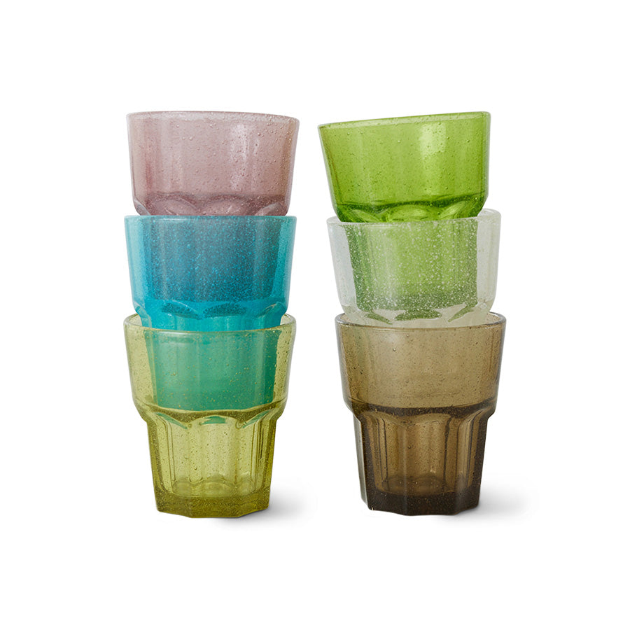 HKliving Mineral Trinkgläser 6er-Set – Buntglas 350 ml