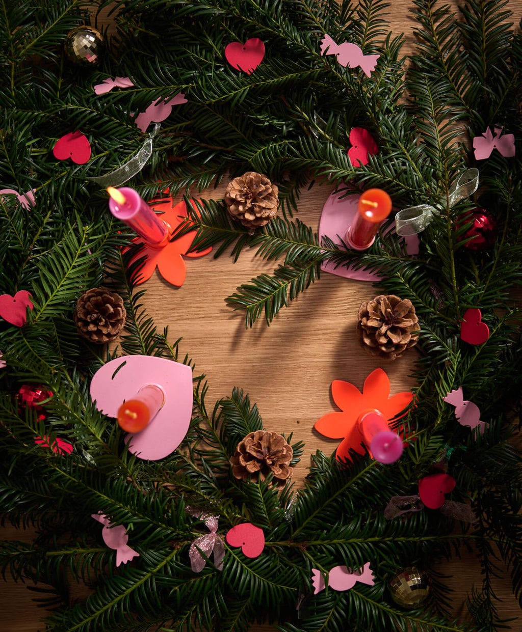 Kerzenständer | Kerzenhalter für Stabkerzen BLUME Orange + Kerze