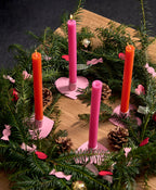 Kerzenständer | Kerzenhalter für Stabkerzen HERZ Rosa + Kerze