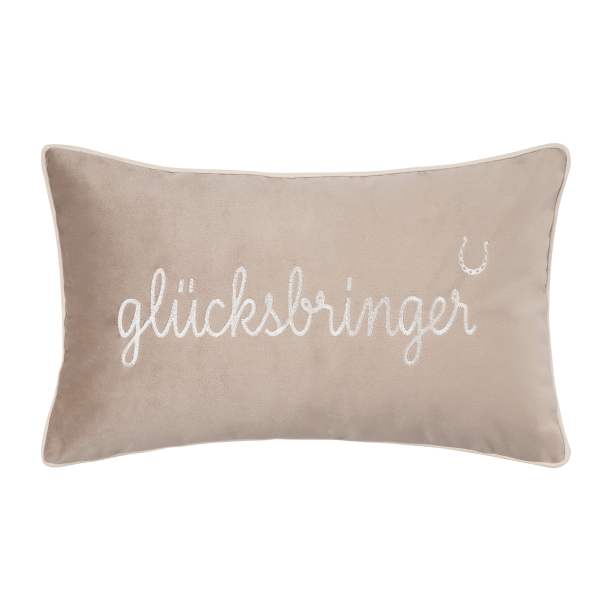 pad LETTERS Kissenhülle „Glücksbringer“ beige  – Statement-Kissen