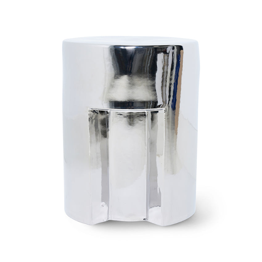 HKliving Stoneware Chrome Beistelltisch – Stoneware, Ø 35 cm