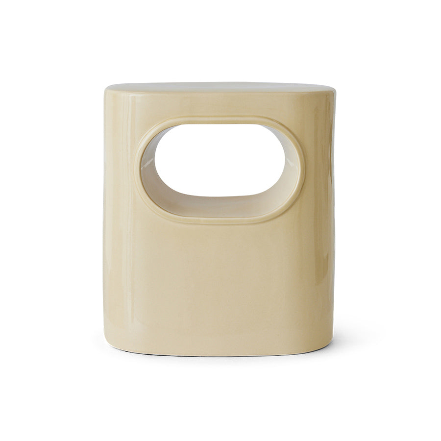 HKliving Space Beistelltisch – Steingut, Glossy, Cream/Orange
