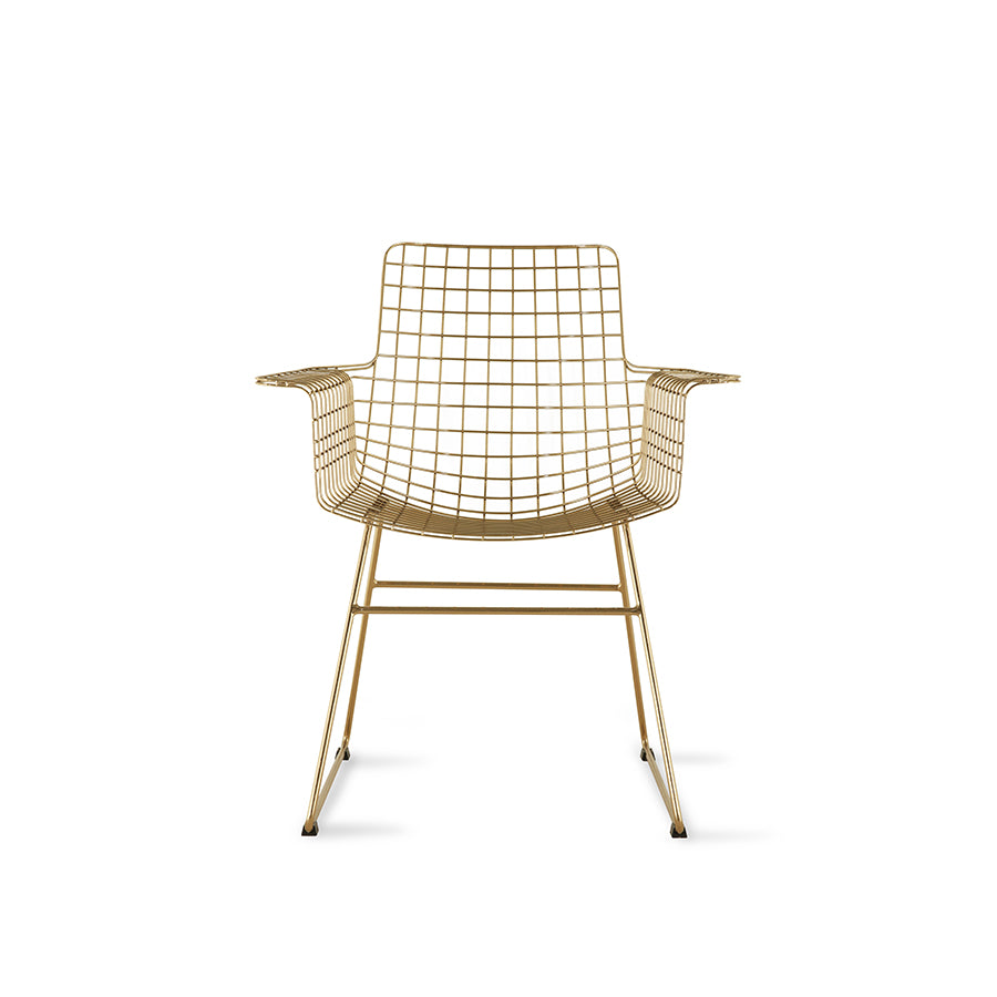 HKliving Wire Metallstuhl mit Armlehnen - Messing