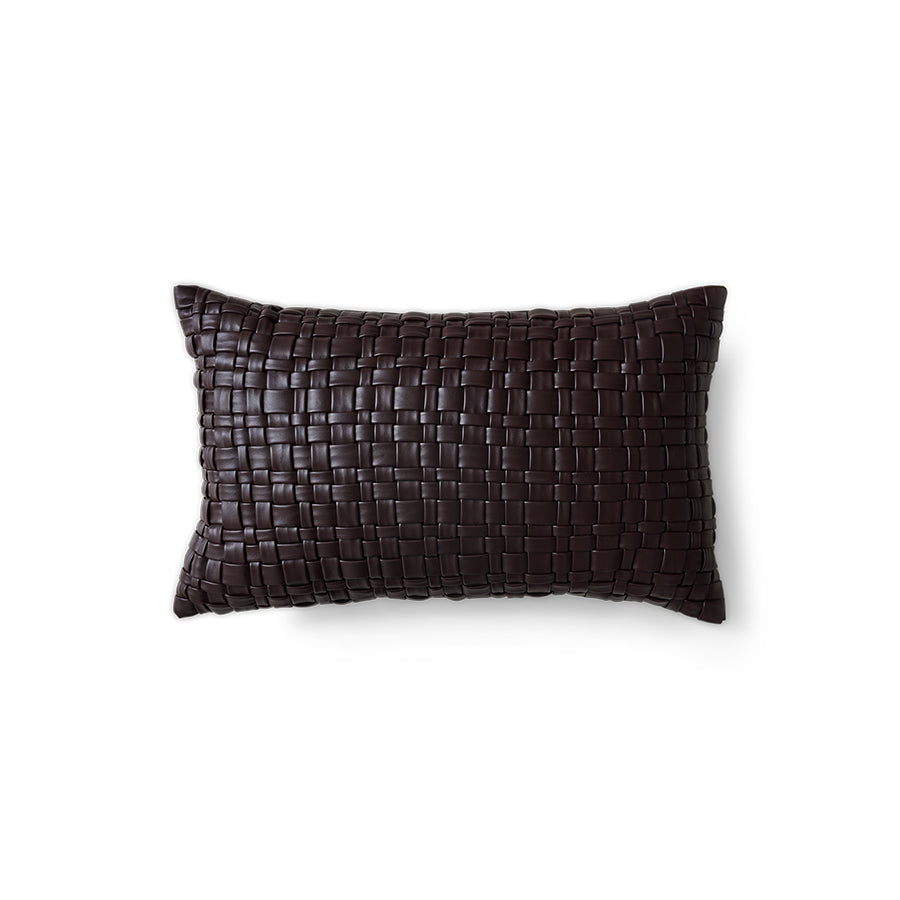 HKliving Faux Leather Kissen – Kunstleder, Chocolate Brown, 50x30 cm