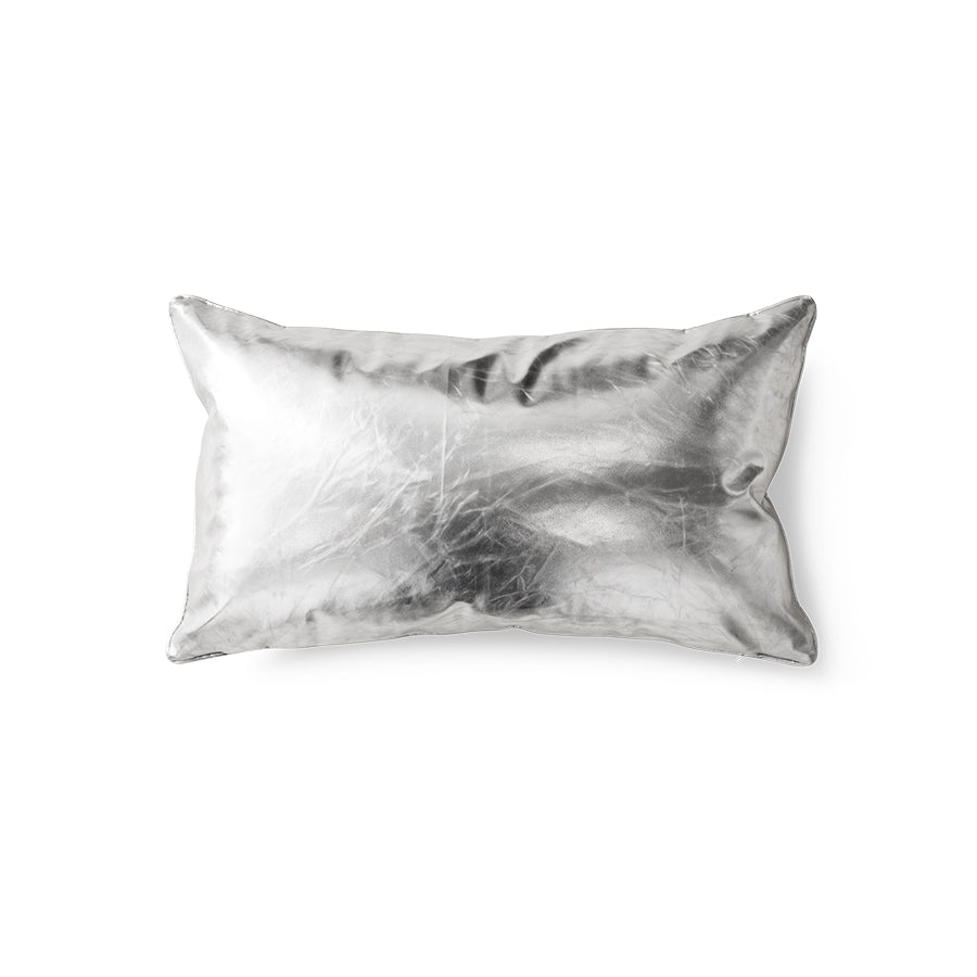 HKliving Metallic-Look Kissen silver lining – Kunstleder, 60x35 cm
